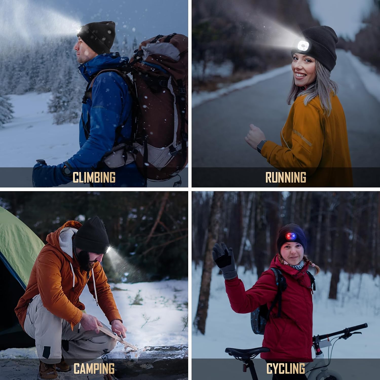 Hinshark Gifts for Men Beanie Hat with LED Light, Rechargeable Mens Stocking Fillers Beanie Hat, Secret Santa Gifts for Men Gifts for Dad for Him - Image 7