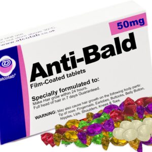 Anti Bald Funny Joke Pill Box with Sweets, Xmas, Secret Santa, Stocking Filler, Rude Gag Gift, Gifts for Men, Balding, Hair Loss, Growth, Birthday, Husband, Grandad, Dad