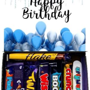 Happy Birthday Blue Chocolates Gift Present Hamper Sweet Box present 8 Full Size Bars No Multi Packets Candy 16th 21st 30th 50th 60th For Him