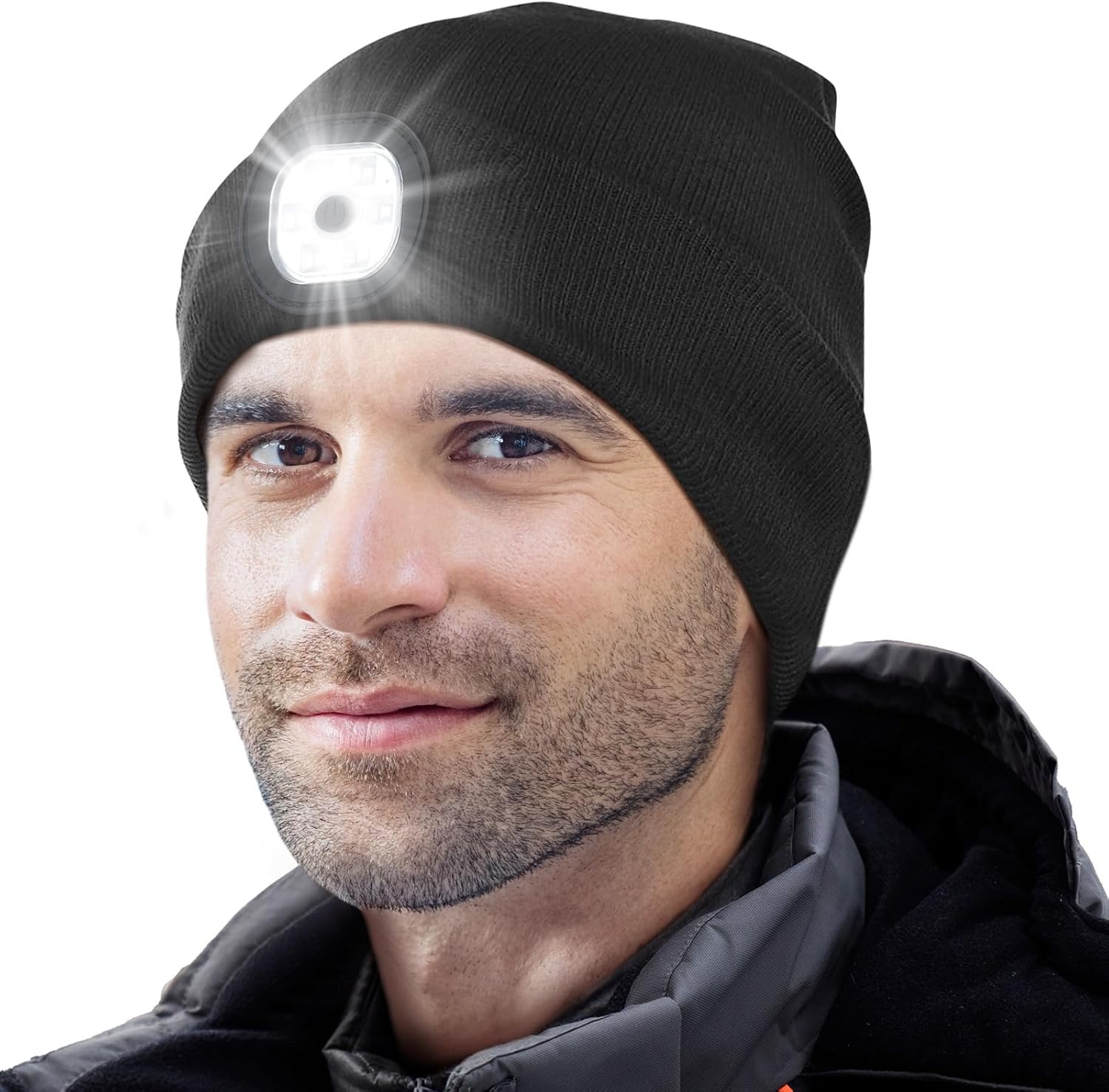 Hinshark Gifts for Men Beanie Hat with LED Light, Rechargeable Mens Stocking Fillers Beanie Hat, Secret Santa Gifts for Men Gifts for Dad for Him - Image 2