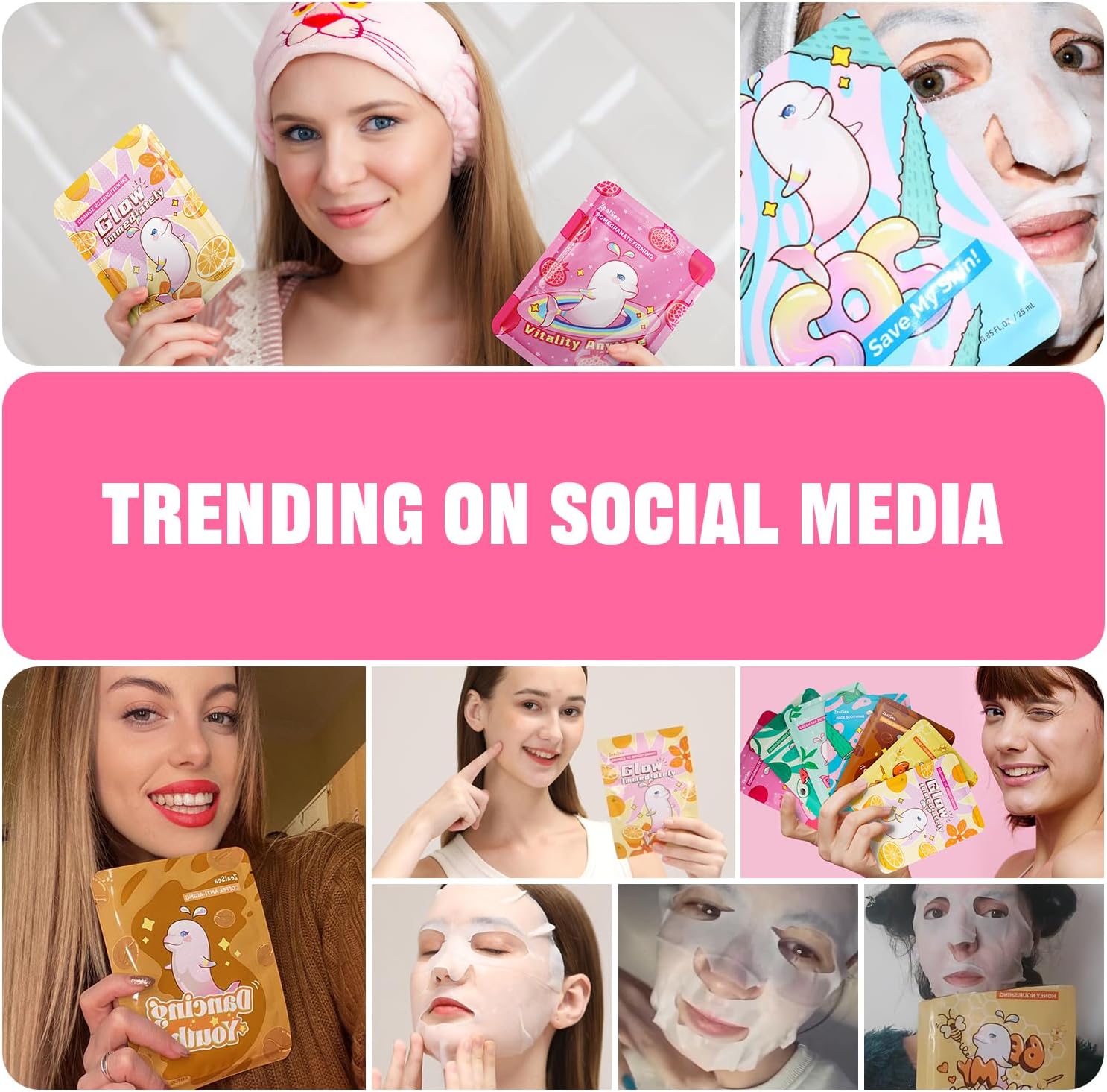 Face Masks Skincare, Face Mask Beauty, Hydrating Facial Masks, Zealsea Natural Sheet Mask, Pamper Gifts for Women, Party Birthday Gifts for Teenage Girls Kids, Biodegradable Sheets, Moisturizing 7pcs - Image 6