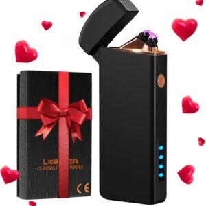 Coquimbo Valentines Day Gifts for Him Men Electric Lighter, USB Rechargeable Arc Lighter Windproof Flameless Plasma Lighter with Battery Display, Birthday Gifts for Men, Women, Him, Her