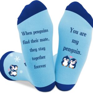 Coopyin Valentines Day Gifts for Him and Her penguin gifts Christmas Birthday Stocking Stuffers Anniversary Fathers Day Mothers Day Romantic Gift cozy Socks for Boyfriend Husband Girlfriend Wife