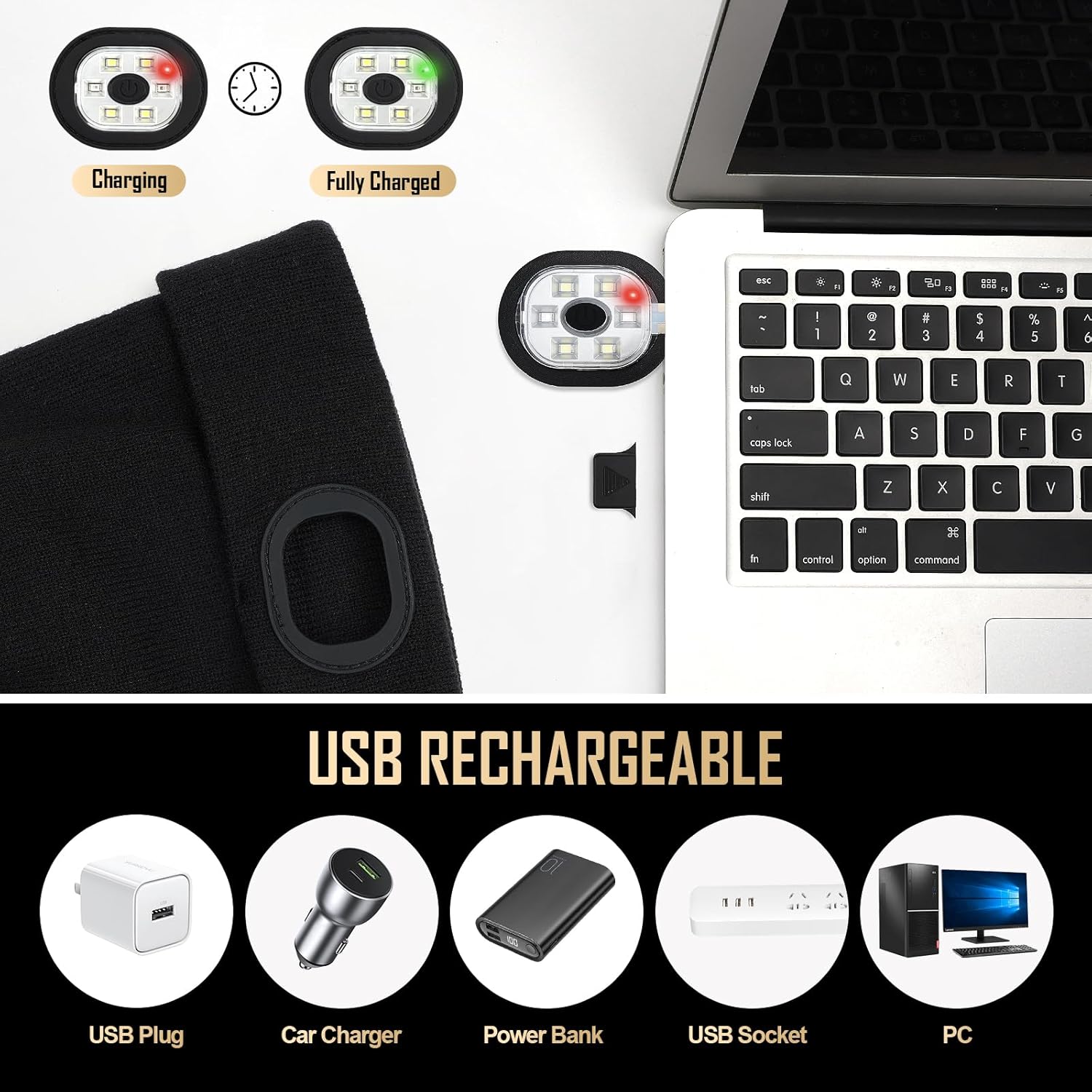 Hinshark Gifts for Men Beanie Hat with LED Light, Rechargeable Mens Stocking Fillers Beanie Hat, Secret Santa Gifts for Men Gifts for Dad for Him - Image 5