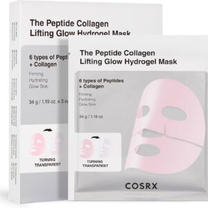 COSRX Peptide Collagen Lifting Glow Hydrogel Face Masks Skincare, Korean Collagen Face Mask, Overnight Lifting Care, Glass Glow Face Mask for Deep Hydration, Korean Skincare, Pack of 3