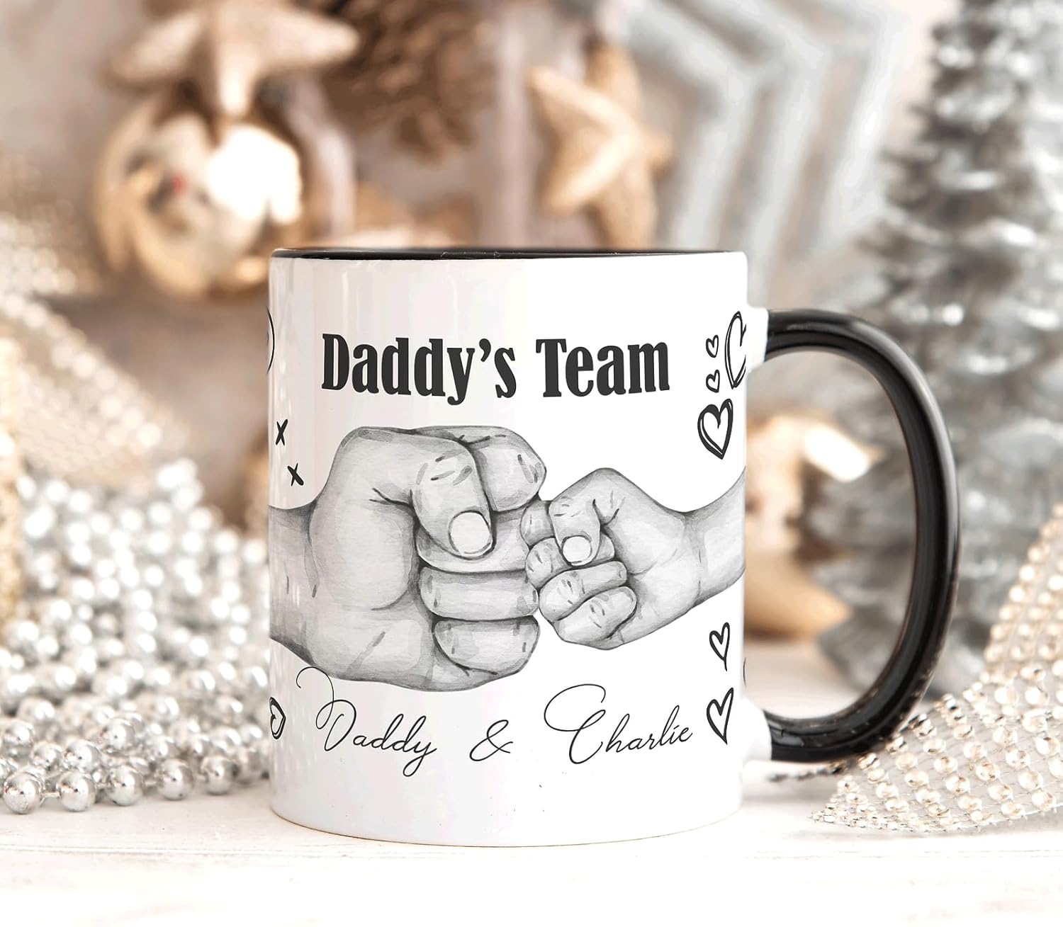 Personalised FIST Bump Daddy Mug, Dad Gift for Him, 11 oz Ceramic Coffee Mug, Black, Modern, Novelty/Theme, Father's Day, Birthday, Christmas - Image 7