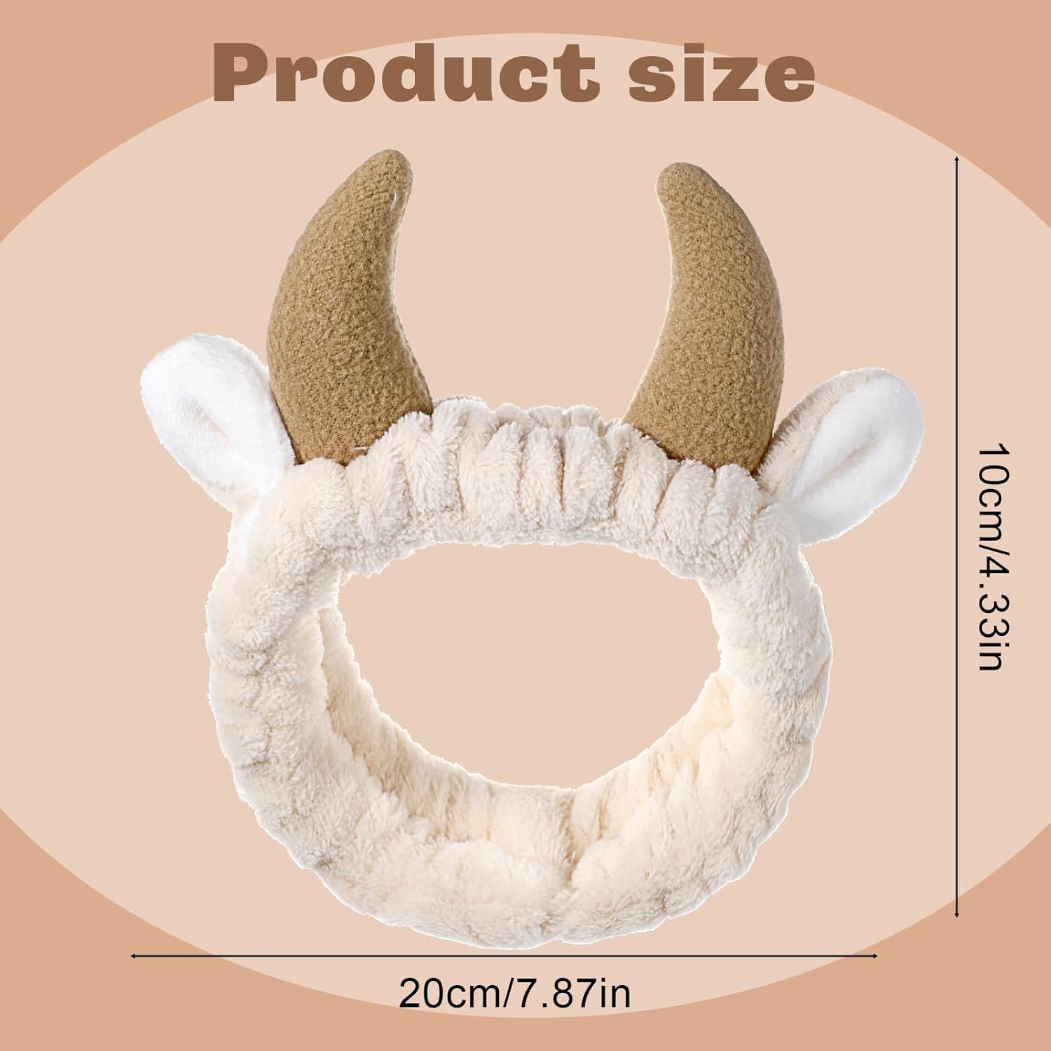 2Pcs Ear Horn Headband, Cow Ears Makeup Headband, Face Wash Headbands Skincare Hair Band for Washing Face, Cute Stocking Fillers Women for Cow Party Favors Cosplay Makeup - Image 5