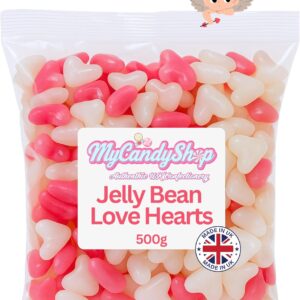 Jelly Beans Love Heart Sweets – 500g Mother’s Day & Valentines Day Sweets Made in the UK Great for, Anniversaries, Wedding Favours & Valentines Day Gifts For Her & Him