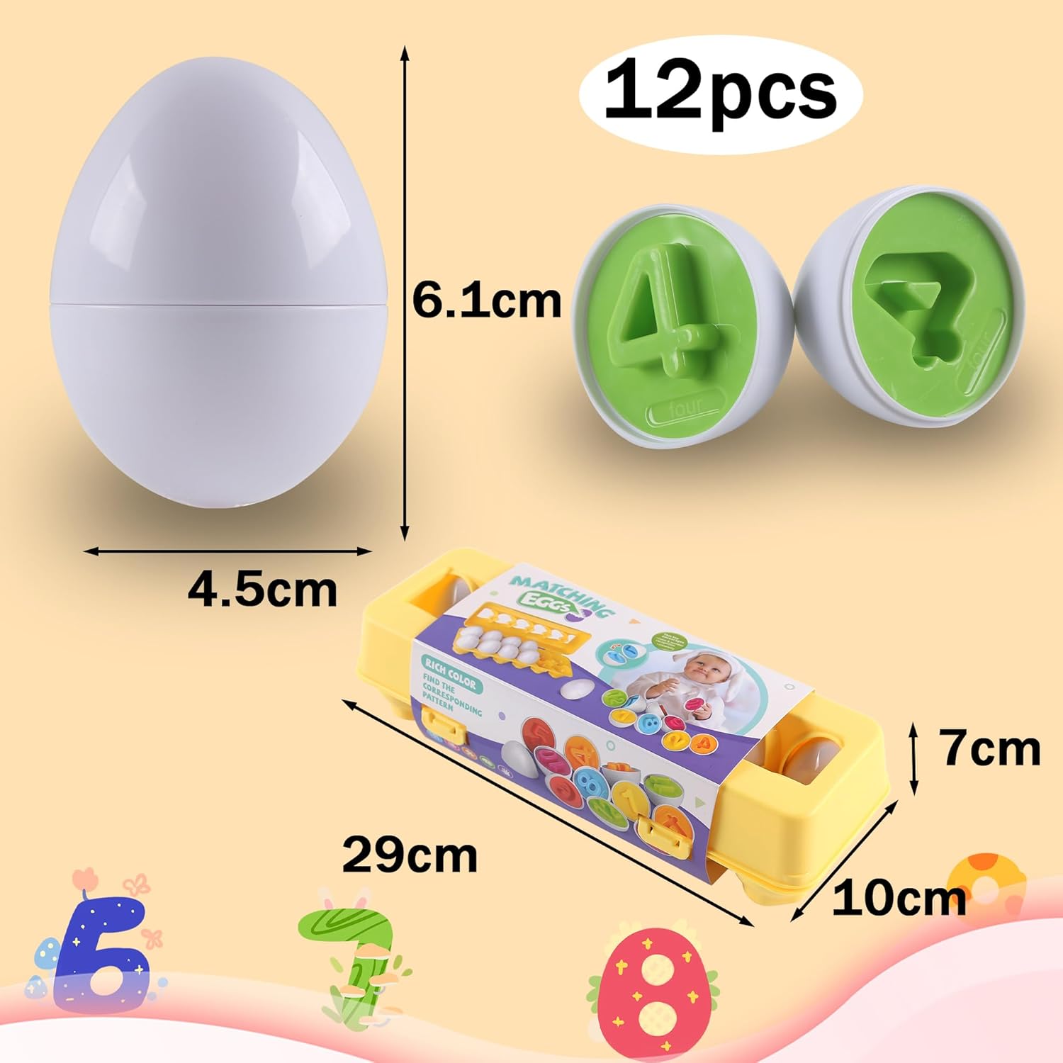 Rshuhx Easter Egg Toy Gifts for Kids Matching Eggs Sensory Colour & Number Easter Presents for Toddlers Recognition Sorting Toy Montessori Toys Educational Fine Motor Skill for 1 2 3 4 Years - Image 2