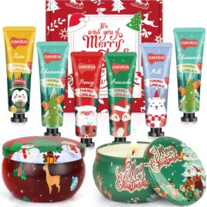 Christmas Hand Cream & Scented Candles Gift Set for Women, Soy Wax Aromatherapy Candles, Non-greasy Nourishing Hand Lotion, xmas Gifts for Her, Christmas Gifts Stocking Fillers (B, one size)