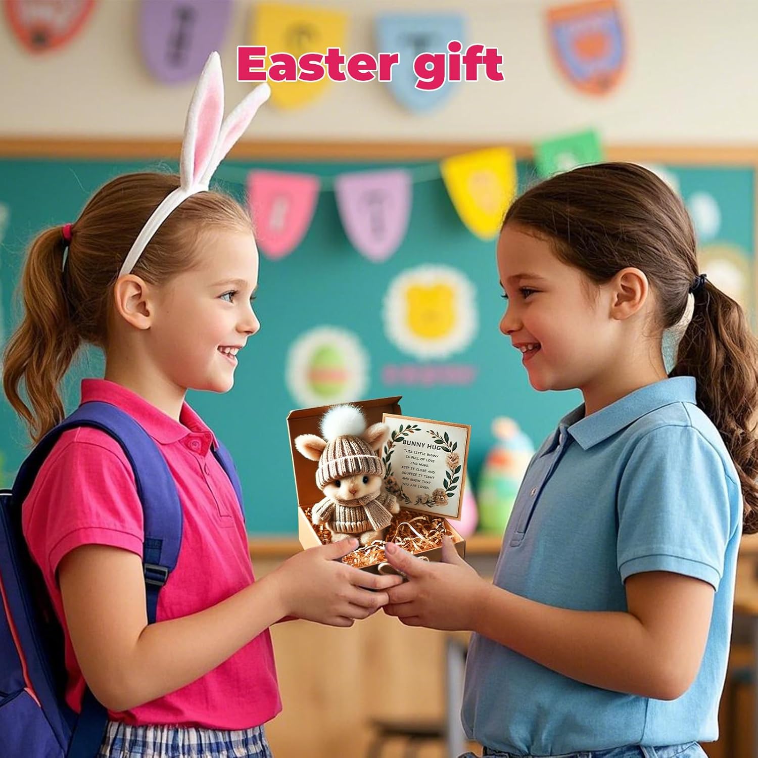 Kouamor 4 Colors Mini Bunny Hug Cute Easter Gift, Mini Bunnies, Minis Rabbits in Box, Emotional Support Positive Crochet Bunny, Handmade Plush Pocket Hug Rabbit Doll, for Kids Family Friend (grey) - Image 7