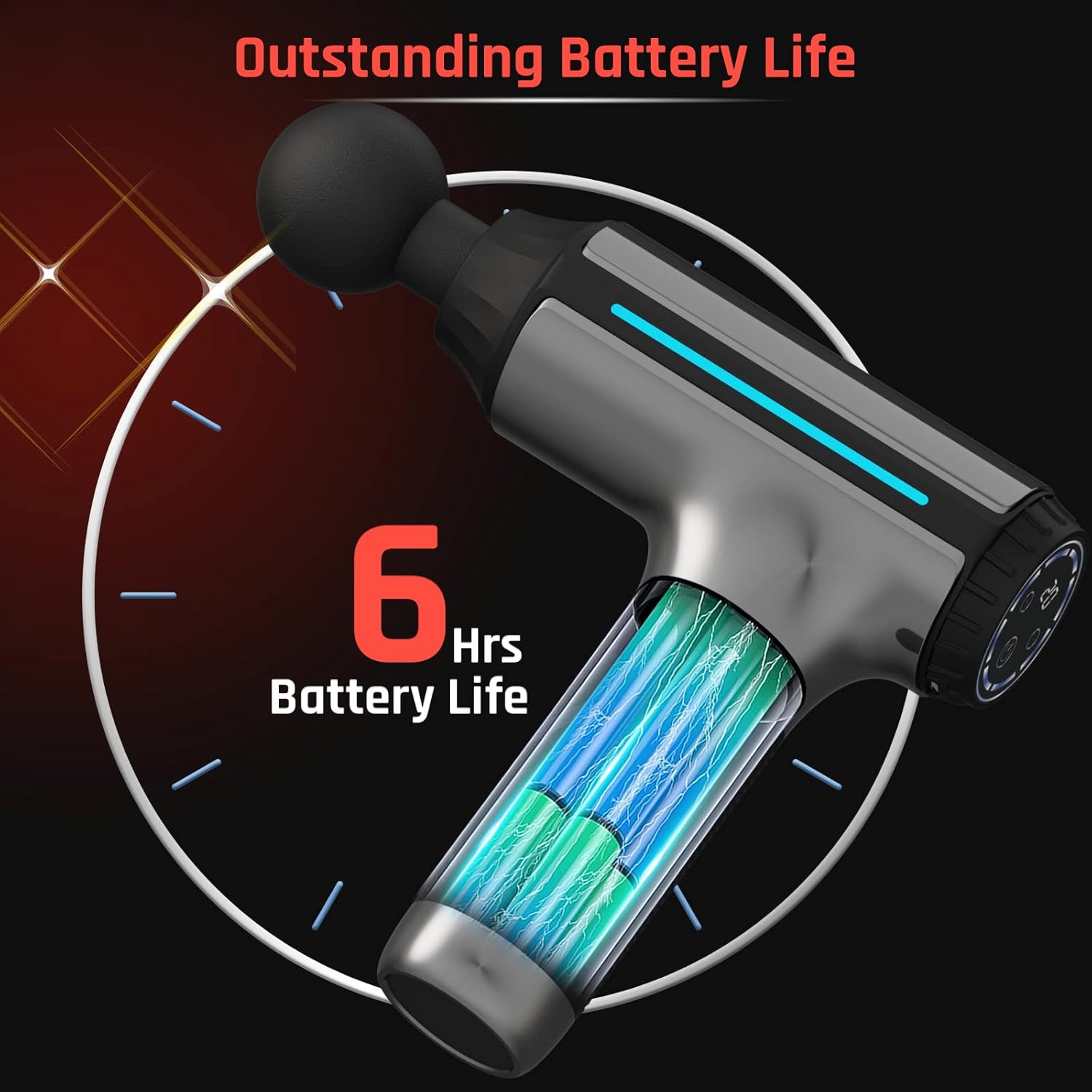 Valentines Gifts for Her Him Massage Gun Deep Tissue Portable Handheld Muscle Massager,Super Quiet Percussion Massager 20 Adjustable Speeds & 6Total Attachments - Image 6