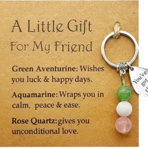AIKOBAA Encouragement Gift for Friends, Crystal Keychain with You’ve Got This Message, Uplifting Friendship Gift with Meaningful Stones, Good Luck & Support Present
