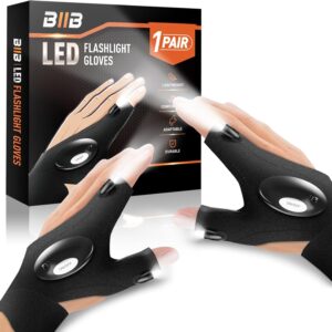 BIIB Gifts for Men, LED Gloves with Lights for Fishing, Valentines Gifts for Him, Dad Gifts Gadgets for Men, Birthday Gifts for Men Who Have Everything, Camping Accessories