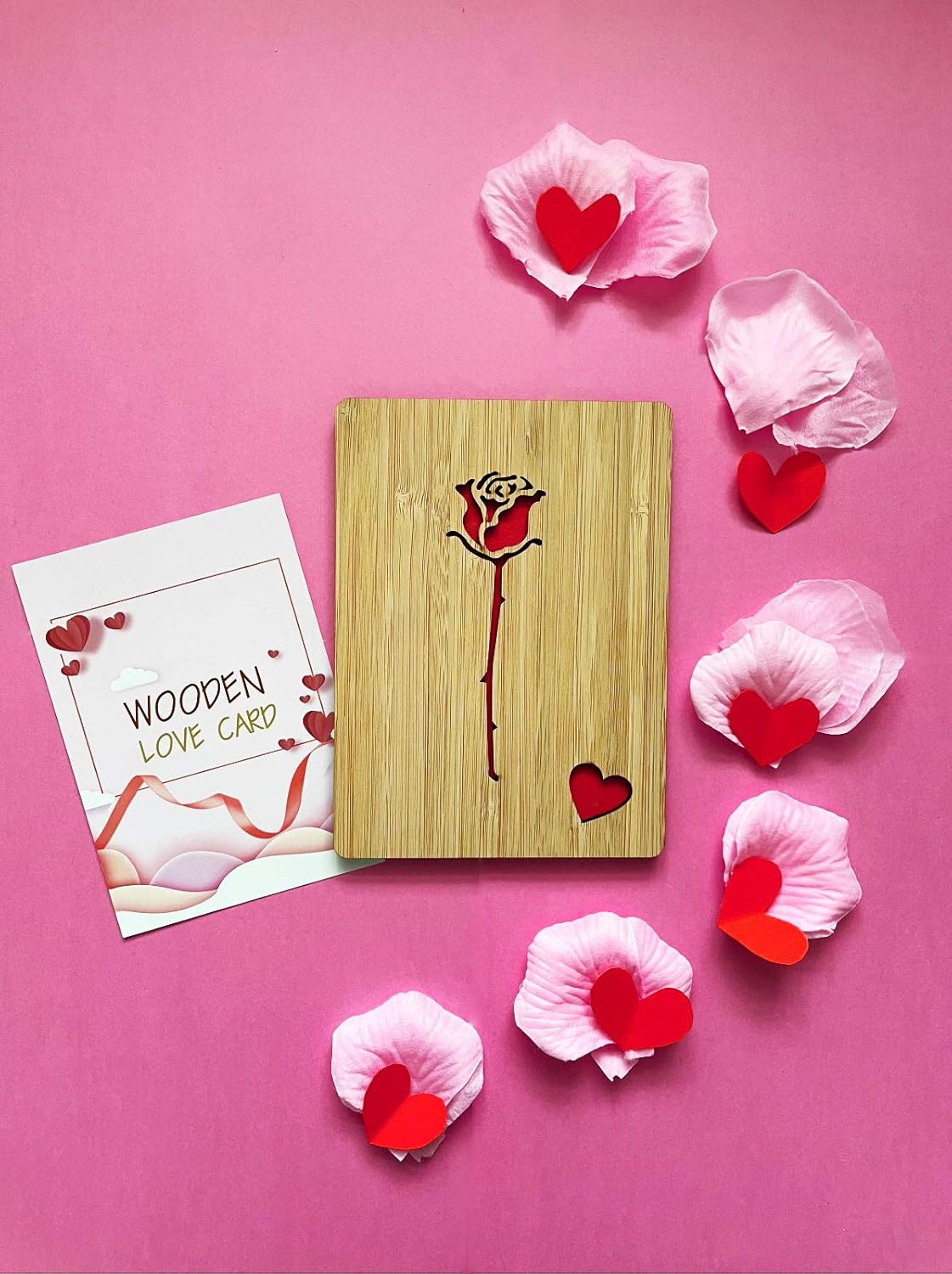 Romantic Red Rose Love Card, Wooden Romantic Card for Valentines Day,Anniversary, Wedding, Birthday, for Her, Him, Wife, Husband, Girlfriend, Boyfriend Gift - Image 8