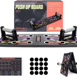 Phoenix Fitness Foldable Push Up Board – 12-in-1 Press Up Board with Handles & Workout Plan – Exercise Stand for Upper Body Workout for Men and Women – Strength Training Equipment for Home Gym