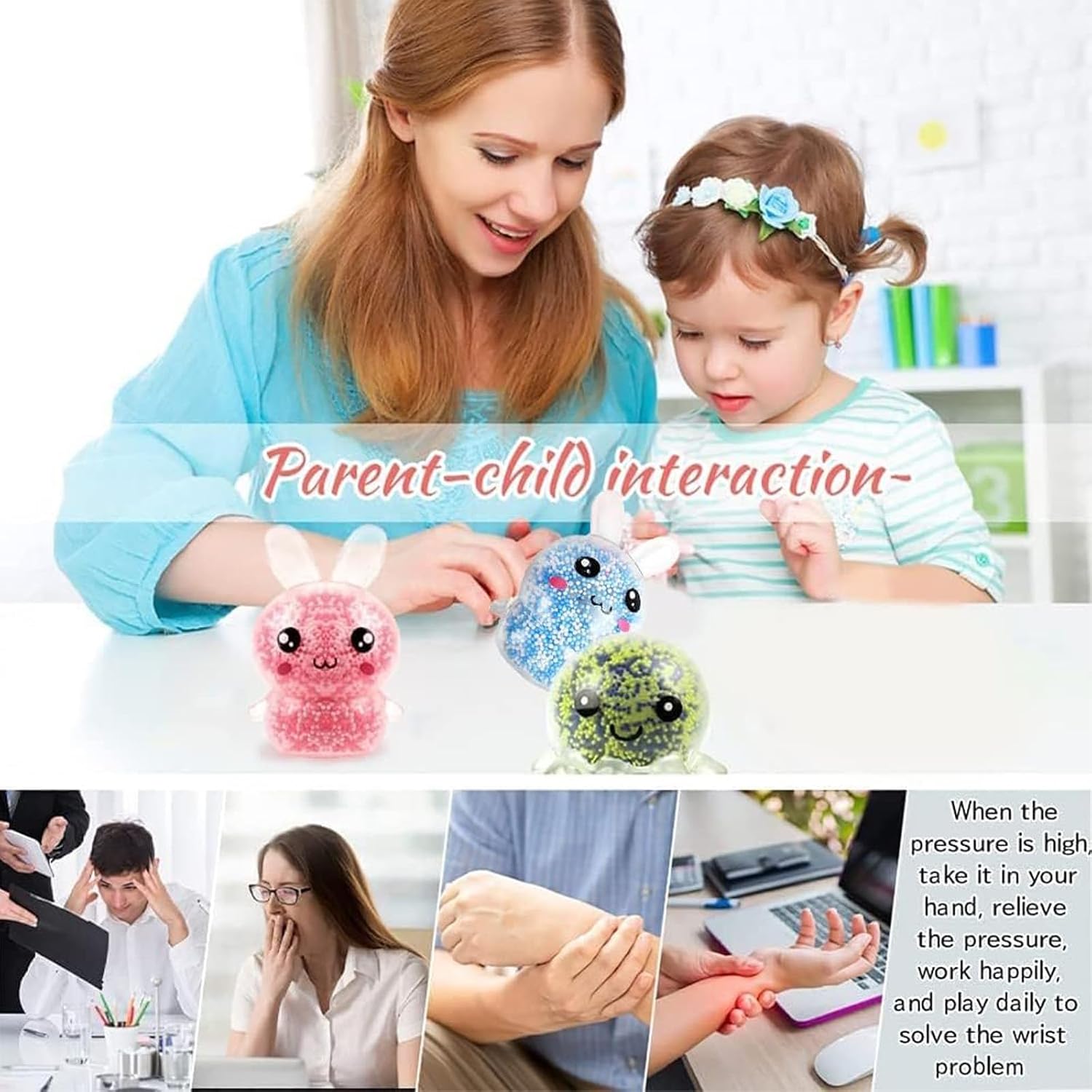 4PCS Easter Bunny Stress Balls Toy, Easter Gifts for Kids, Easter Basket Fillers, Rabbit Squeeze Toy for Adults and Children,Relieve Work Anxiety, Exercise Hand Flexibility - Image 5