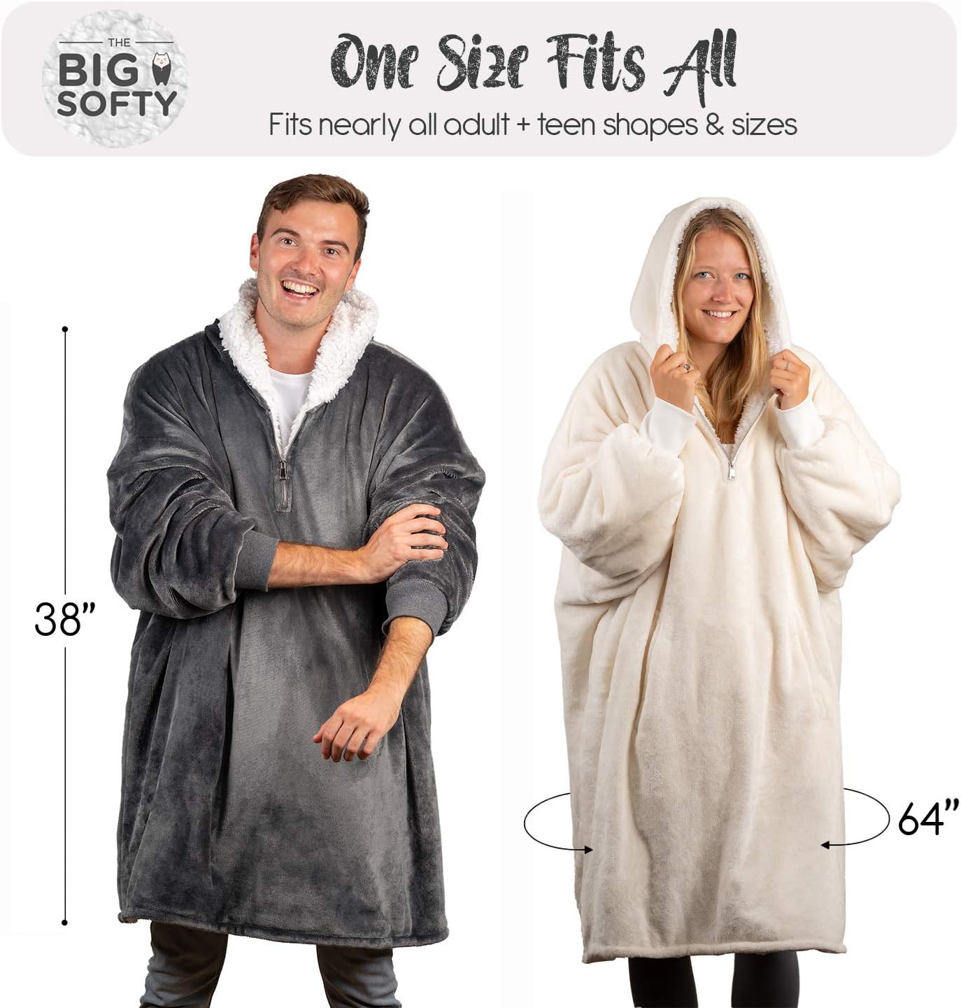 trekki Blanket Hoodie, Oversized Hoodie Blanket, Sherpa & Fleece Wearable Blanket Hoodies for Women & Men, Comfy & Fluffy Hooded Blankets, The Big Softy® - Image 2
