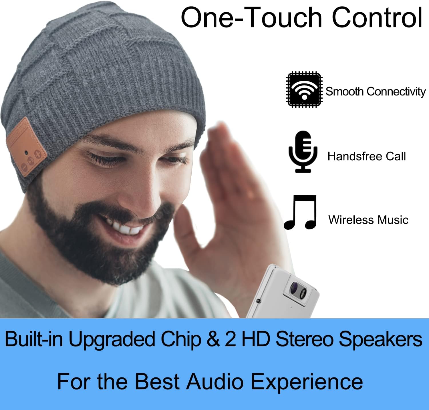 Bluetooth Beanie Hat,Upgraded Hat Headphones Headset Winter Music Hat Knit Running Cap with Speakers & Mic Unique Christmas Tech Gifts for Women Her Him Men - Image 4