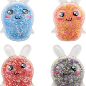 4PCS Easter Bunny Stress Balls Toy, Easter Gifts for Kids, Easter Basket Fillers, Rabbit Squeeze Toy for Adults and Children,Relieve Work Anxiety, Exercise Hand Flexibility