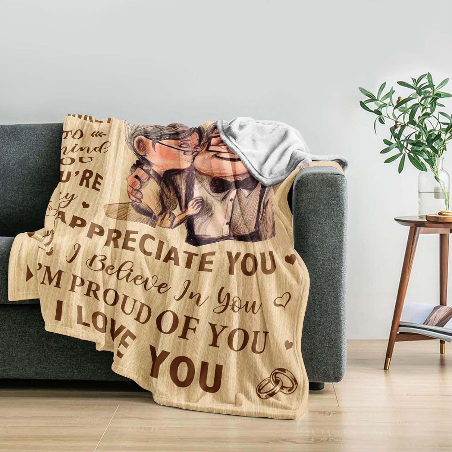 Anniversary Blanket Gifts for Him Her Couple, Wedding Anniversary Throw Gifts for Parents, Happy Anniversary for Wife Husband, Romantic I Love You Gifts, Golden Idea for Women Men, Blanket 150x130CM - Image 4