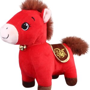 2026 Year of The Horse Stuffed Animals Mascot Plush 20 CM Chinese New Year Plush Horse Mascot Doll Plush Toys Chinese Zodiac Decor for Spring Festival Lunar New Years Gift Blessing Souvenir Home Decor