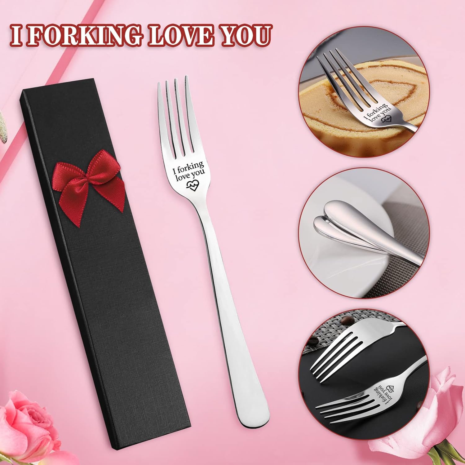 Shining She Engraved Fork, I Forking Love You, Stainless Steel Engraved Fork with Luxury Black Box, Perfect Gifts for Christmas Valentine's Day - Image 5