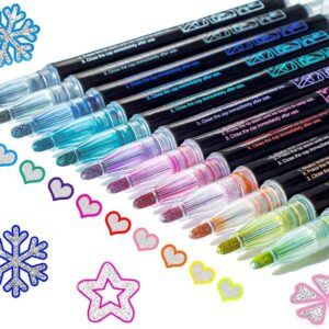 Valentines Gifts For Kids, 12 Glitter Pens Metallic Outline Paint Markers Pens, Arts Crafts Supplies, Easter Gifts Kids Girls Birthday Presents Teen Girls Gifts 4 5 6 7 8 9 10 11 12 13 Year Old
