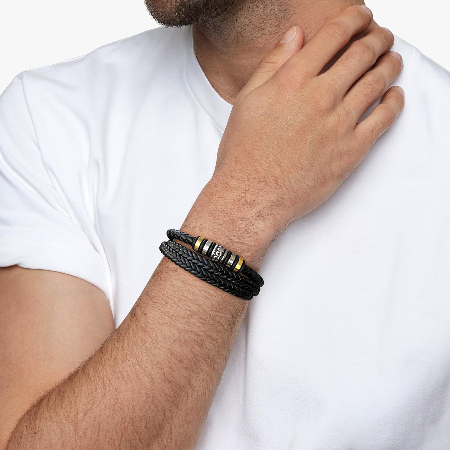 BMMYE Gift for Son Husband Dad Brother Leather Bracelets Personalised Men's Bracelets Gifts With Clasp Cool Bracelet Gift for Men Valentines Day Father's Day Christmas Presents - Image 4