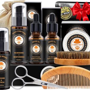 XIKEZAN Beard Grooming Kit for Men Gifts w/Beard Conditioner, 2 Scent Oil, Birthday Christmas Gifts Secret Santa Stocking Fillers Gifts for Men Him Dad Husband Boyfriend Fathers Valentines Gift Set