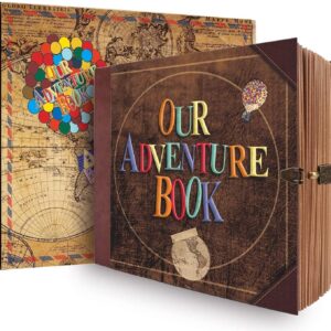 Our Adventure Book Scrapbook Photo Album with 146 Pages Embossed Words Hard Cover Travel Scrapbook, Memory Book For Anniversary Wedding, Valentines’ gifts, Christmases etc, 8.9 * 7.7 In
