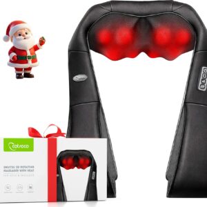 Neck Massager with Heat for Neck Pain, Deep Tissue 3D Kneading, Back Massager for Pain, Shiatsu Massager for Neck, Back, Shoulder, Foot and Leg, at Home and Car, Christmas Gifts for Men and Women