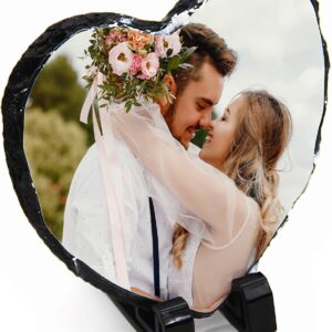 Curved Banana Personalised Heart Shaped Matte Photo Rock Slate – Add Your Own Photo – 15cm