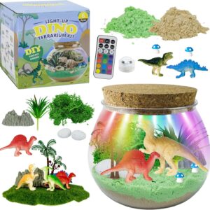 Light-Up Terrarium Kit Gifts for boys, Birthday Gift for kids Ages 4 5 6 7 8-12 Year Old，DIY Night Light Toys for Boys – Halloween, Christmas or New Year Gifts for Kids Aged 5-10. (dinosaur)