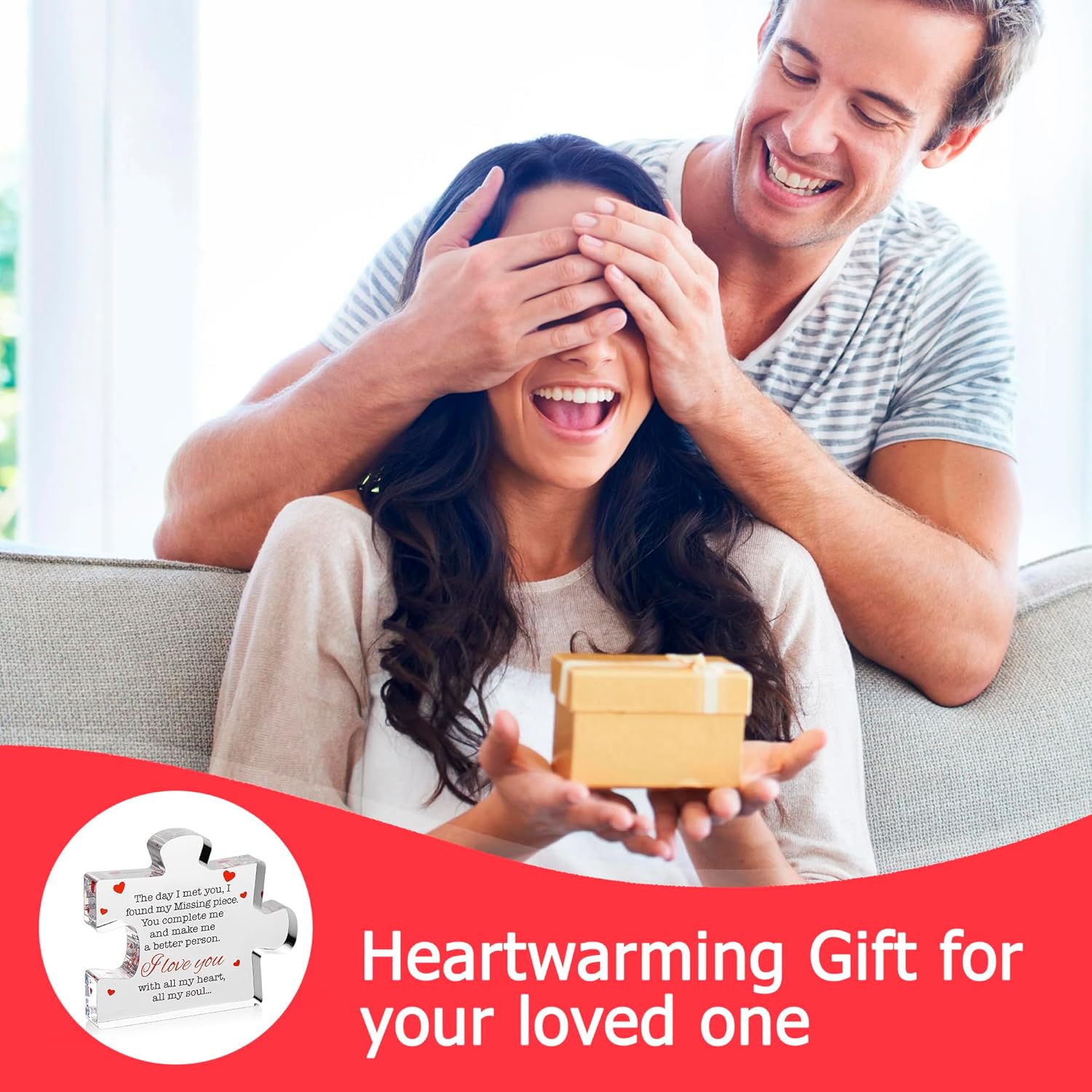 Valentines Gifts for Him, Her - 3.35"x 2.76" Acrylic Puzzle Stand with Printed Message - Birthday, Wedding for Boyfriend, Girlfriend - I Love You Presents for Husband, Wife - Image 4