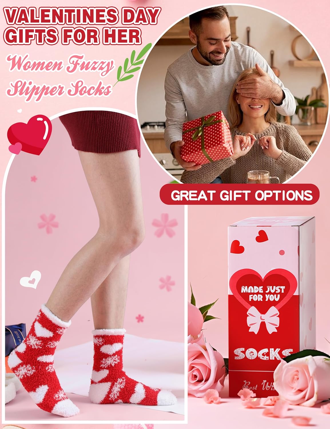 Womens Fluffy Socks Warm Thick Cosy Winter Slipper Fleece Heart Socks 5 Pairs - Image 2