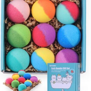 Maylawn Bath Bombs Gift Set, Vegan & Cruelty Free, Ideal Present for Women, Girls, Birthday Mothers Day Gifts Idea, 9-Pieces Handmade Fizzy Bubble Bath Bombs