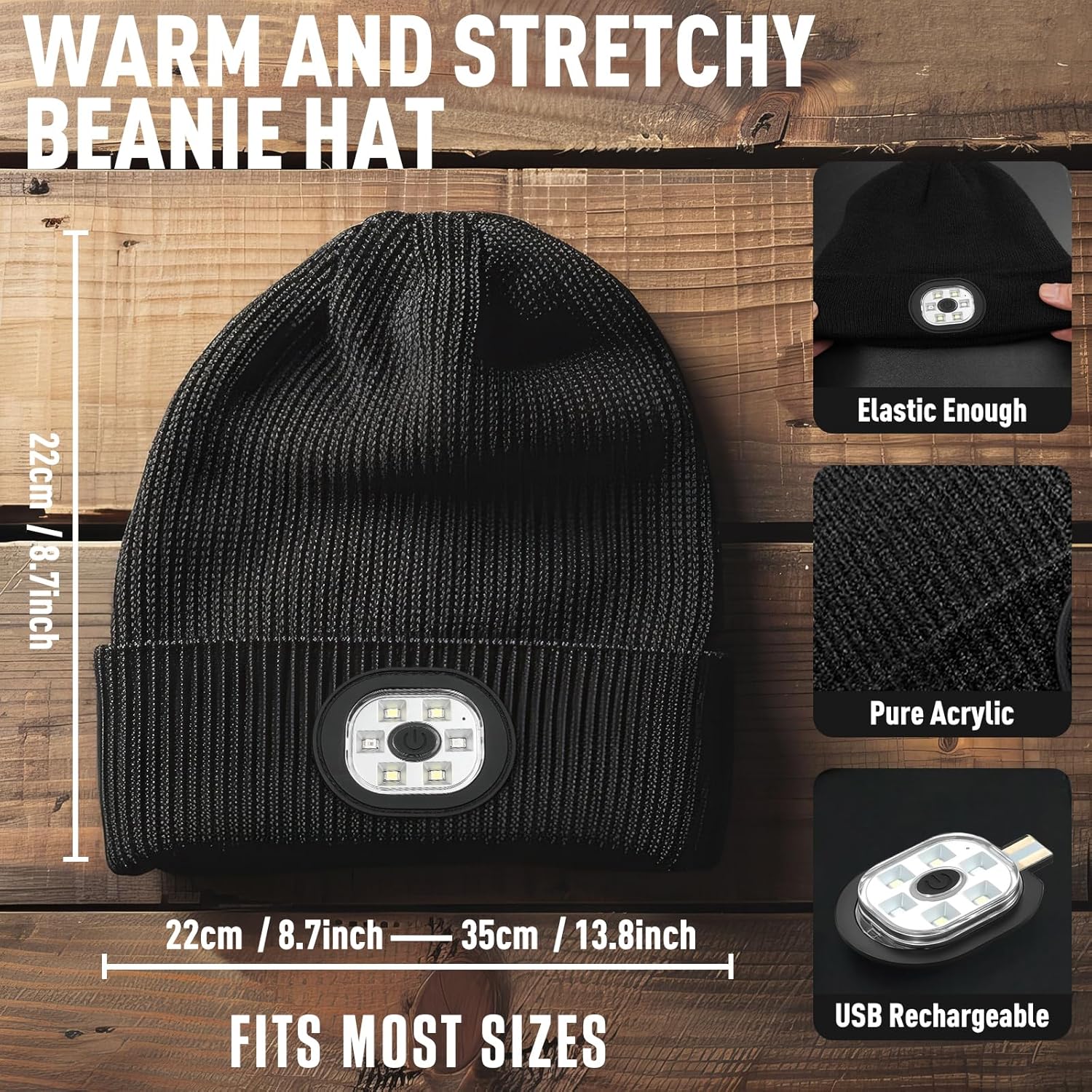 KEZKALS Gifts for Men Women, Valentines Gifts for him/her, USB Rechargeable Beanie Hat with LED Light, Birthday Dad Gifts for Men Who Have Everything, Mens Valentines Gifts, Father's Day Gifts - Image 3