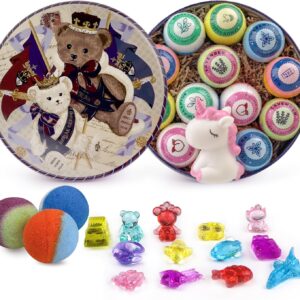 Bath Bombs for Kids, 12pcs Bath Bombs with Surprise Crystal Toys Inside, Handmade Natural and Organic Bubble Bath, Birthday Christmas Easter Gift for Girls and Boys