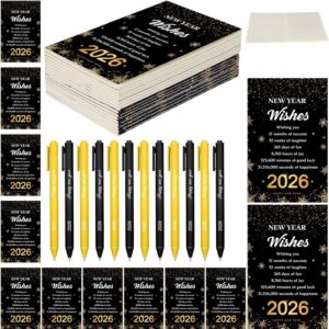 12 Sets Happy New Year Gifts Set 2026 Happy New Year Pens with Inspirational Notebook Bulk Eve Party Supplies for Guests Coworkers Employee Staff Team Classroom Teacher Office Eve Festive Souvenirs