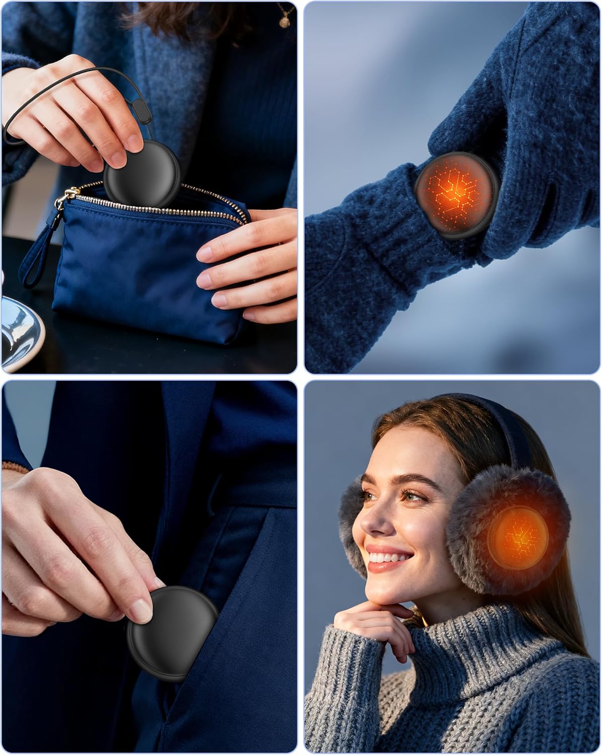 COZOME Hand Warmers Rechargeable 2 Pack, 4000mAh Electric Portable Pocket Heater, 5 Heat Levels, up to 24Hrs Reusable Handwarmers for Outdoor/Indoor, Winter Gift for Men Women - Image 5