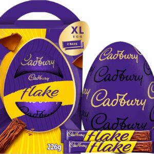 Cadbury Dairy Milk Flake Chocolate Easter Egg, Includes 1 Extra Large Chocolate Shell and 2 Flake Bars, Gift for Easter 226 g
