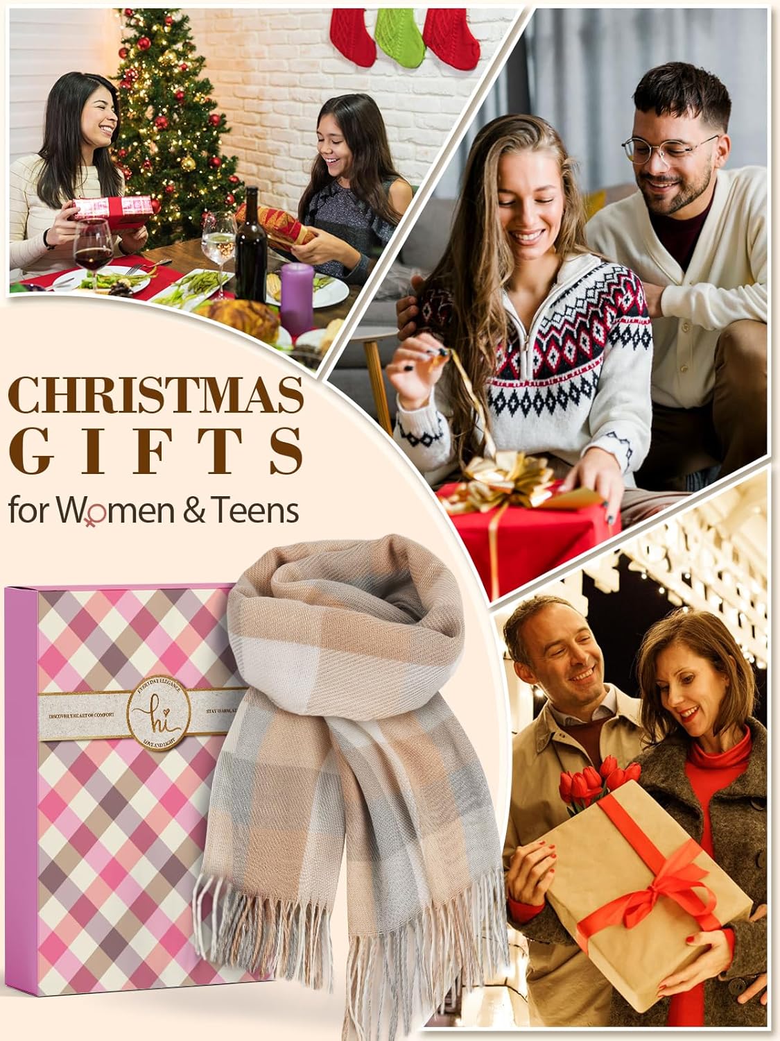 Christmas Gifts for Women Ladies Scarf: Cashmere Scarf for Women UK Scarves, Secret Santa Gifts Ladies Gifts Christmas Gifts for Mum Teenage Girls Gifts for Her Scarf Gifts for Women Stocking Fillers - Image 2