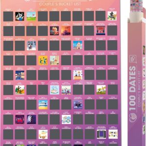 Giftinghouse 100 Dates Scratch Off Poster – Bucket List Scratch Poster – 100 Things to do for Couple’s – Best Valentines day Gift, Anniversary, Girlfriend or Boyfriend – A2 size.