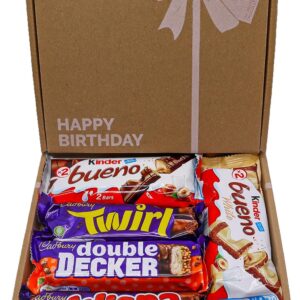 Happy Birthday Chocolate Gift Box Hamper, Celebration Box For Him and Her, Birthday Treats For Children, Full Sized Bars, Letterbox Friendly, 18th, 21st, 25th, 30th