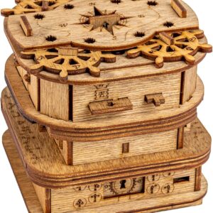 iDventure Cluebox – Davy Jones Locker – Escape Room Pirate Puzzle Box – 3D Wooden Puzzle for Adults – Brain Teaser – Birthday Gift for Men – Money Box