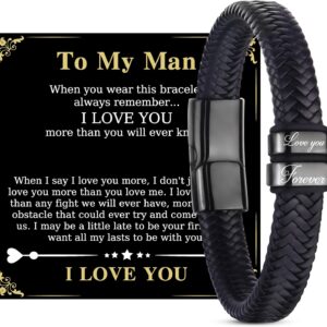 Men’s Bracelet for Dad, Grandad, Husband, or Boyfriend on Christmas Day, Birthday, Anniversary, or Valentine’s Day