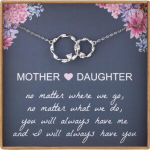 Mom Gifts, Sterling Silver Circles Necklaces for Women, Mama Necklace, Daughter Birthday Gift from Mum, Mothers Day Jewelry for Her