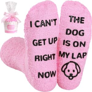 BISOUSOX Dog Cat Lovers Gifts For Mum Women Non Slip Fluffy Socks Novelty Socks for Women 3.5-7 Size Soft Funny Socks Birthday Funny Gifts for Wife Girlfriend