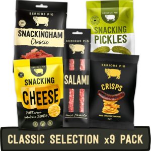 Serious Pig Classic Selection Box Gourmet Snack Hamper with Cheese Salami Pickles Crisps (9 Packs)